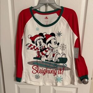 Disney Red and White Mickey & Minnie Holiday Top